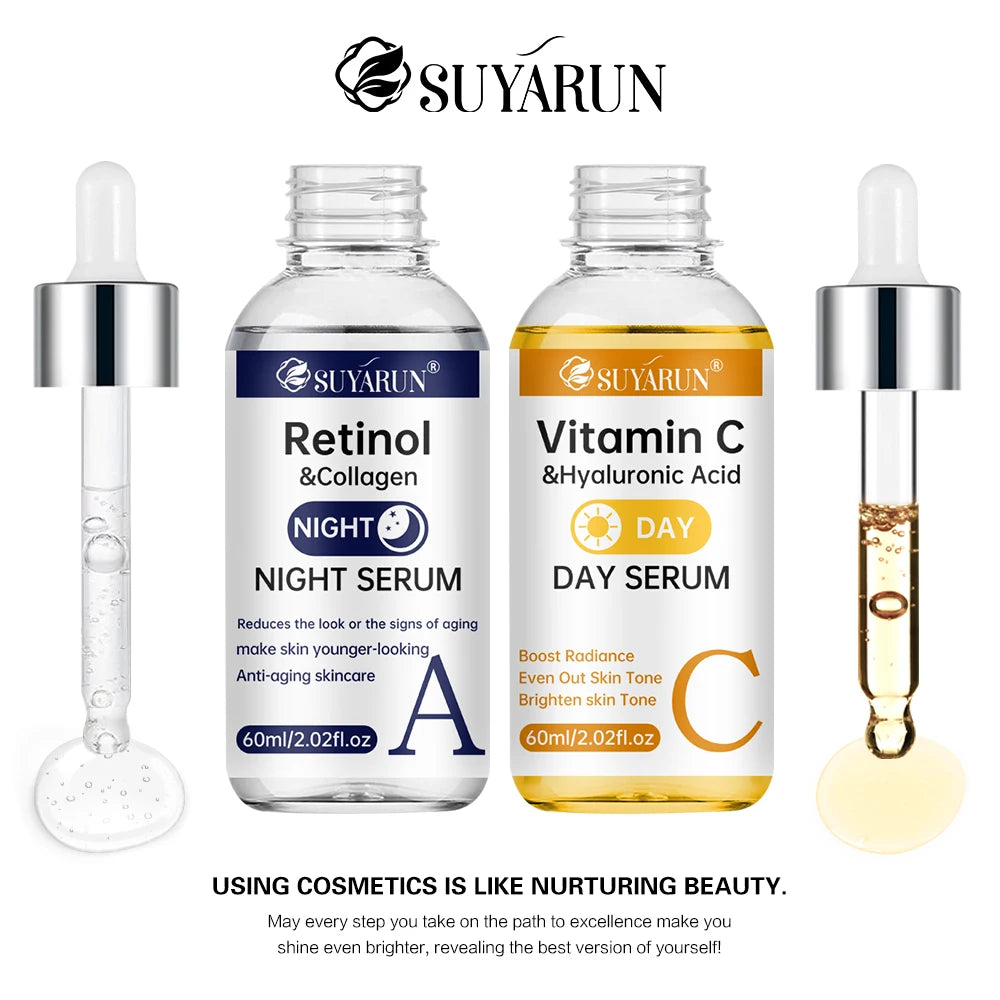 ✨ Korean Vitamin C & Retinol Serum Set - Brighten & Anti-Aging Day Night Routine