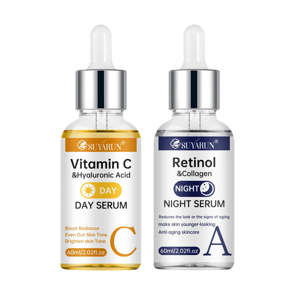 ✨ Korean Vitamin C & Retinol Serum Set - Brighten & Anti-Aging Day Night Routine