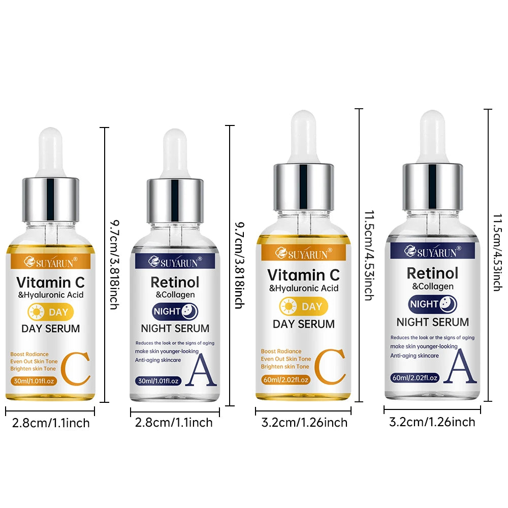 ✨ Korean Vitamin C & Retinol Serum Set - Brighten & Anti-Aging Day Night Routine